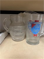 OLD STYLE PITCHER AND MISC. GLASS PITCHERS