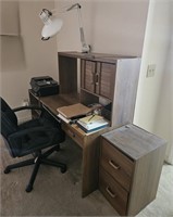 Wooden Office Desk & File Cabinet - Plus