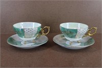 Vtg Enesco Imported China Tea Cups & Saucers