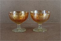 Vintage Marigold Carnival Glass Sherbet Glasses