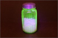 Antique 1930's Hoosier Uranium Glass Spice Jar