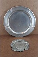 Pewter Serving Plate & Pewter Candle Plate
