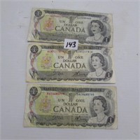 3 - 1973 CDN $1 BILLS