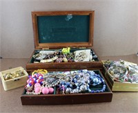 Large Collection of Faux Jewelry & Jewelry Boxes