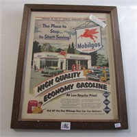 1950'S MOBILGAS FRAMED ADVERTISING