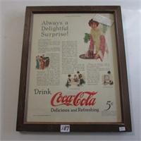 1924 FRAMED COCA-COLA ADVERTISING