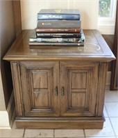 Vintage Square End Cabinet w/ Book Collection