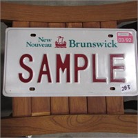 NB SAMPLE LICENCE PLATE