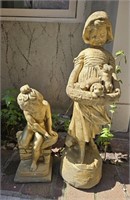 2 Gold Toned Outdoor Concrete Statues