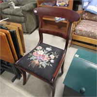 ANT. DINING CHAIR W/ NEEDLEWORK SEAT