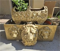 3 Gold Toned Outdoor Planters - Plus