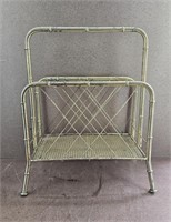 Vtg Gold Toned Metal Bamboo Magazine Rack