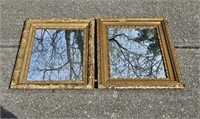 2 Vtg Gold Toned Wooden Mirrors