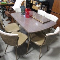 CHROME KITCHEN TABLE W/ 6 CHAIRS