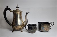 Tea Pot & Cups Silverware Antiques