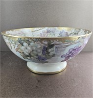 Vtg Limoges Style Painted Porcelain Large Bowl