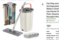 Flat Mop and Bucket with Wringer Set
