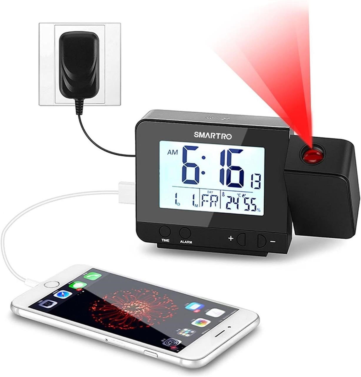 SMARTRO Projection Alarm Clock for Bedrooms