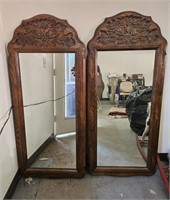 2 Wooden Hickory Manufacturing Hanging Mirrors