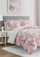 3pc Mink Comforter Set - Pink Floral, King