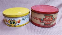 2 AMB Allentown Sausage Tin Cans