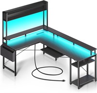 Rolanstar L-Shaped Gaming Desk  Carbon Black