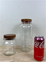 Glass canisters with wood lids