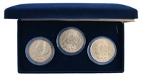 1883-O, 1884-0, 1885-O Morgan Silver Dollars.