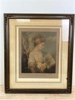 signed picture of French lady in frame