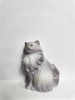 Porcelain Kitty Cat Figurine, White & Gray H: 2.5"