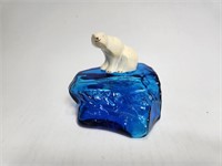 Arctic King Polar Bear Blue Ice Glass Bottle AVON