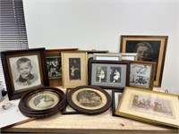 lot of old/vintage photos in frames