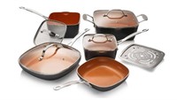 10-Piece Aluminum Ti-Ceramic Nonstick Square