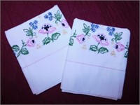 4 pair of hand embroidered pillowcases