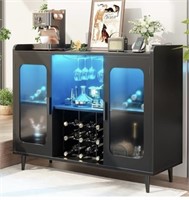 Wine Bar Cabinet with Power Outlet, Liquor