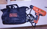 Black & Decker 3/8" electric drill in storage bag