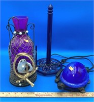 Beautiful Blue Turtle & Pinkish Glass Jar Lamps