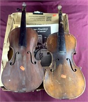 2 Old Violins With Old Sheet Music