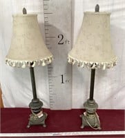 Pair of Ornate Heavy Metal Lamps
