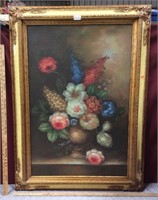 Beautiful Floral Still Life Signed Oil On Canvas