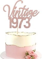 3 PCS Vintage 1973 Cake Topper Glitter Happy 50th
