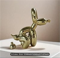 1 Piece Resin Balloon Poop Dog Sculpture Silver