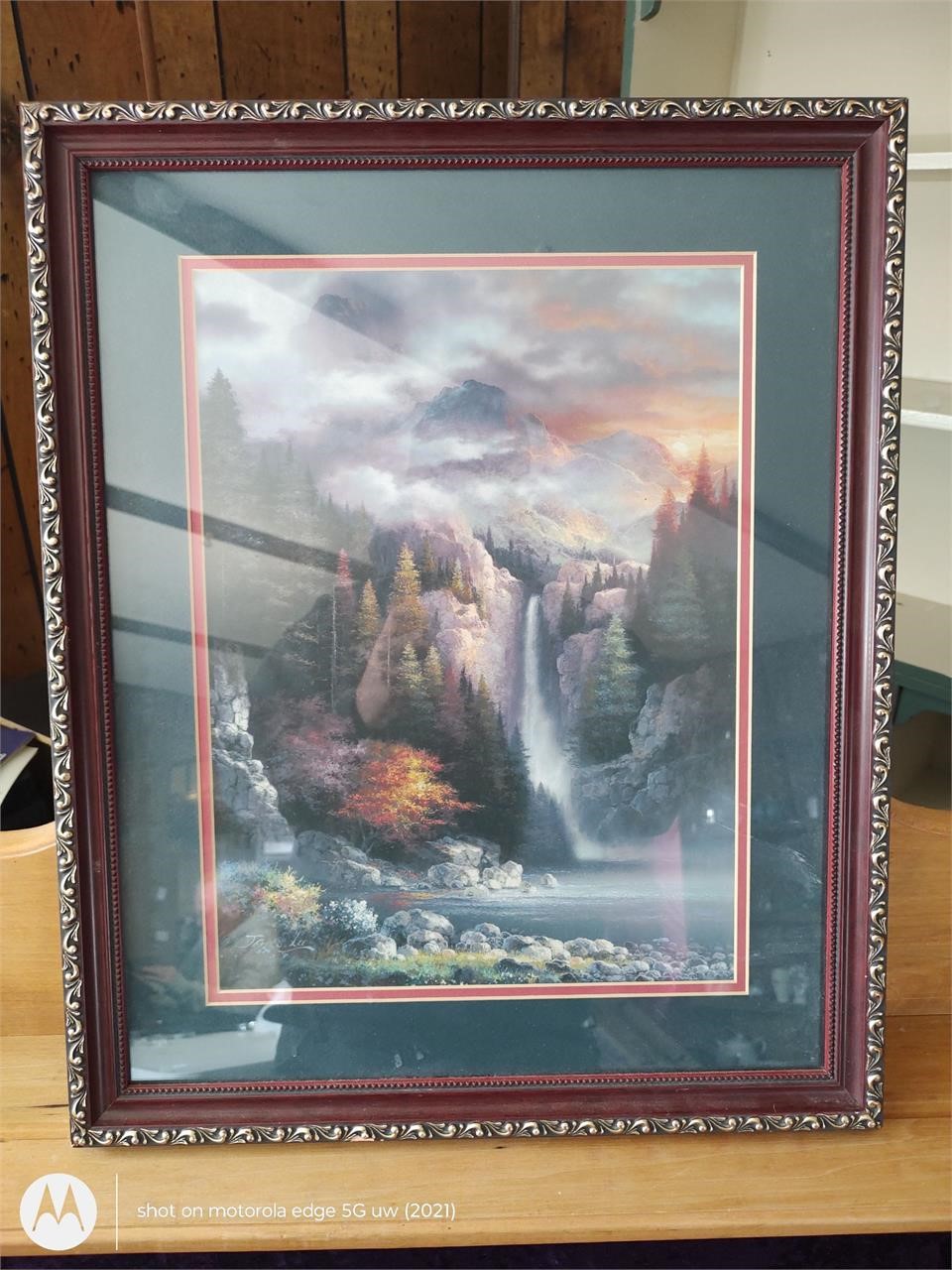 James Lee watercolor framed art " waterfall "