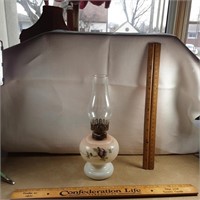 Antique Hurricane lantern with white glass base