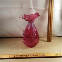Large Cranberry glass pitcher