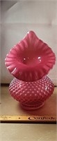 Fenton Hobnob Cranberry Ruffled top vase