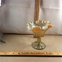 Fenton Carnival glass footed pedestal dish
