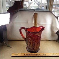 Indiana glass Ruby sunsets large red pitcher
