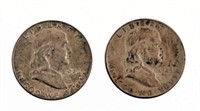 1954 & 1943 Franklin Silver Half Dollars