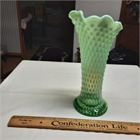 Fenton Hobnob green vase
